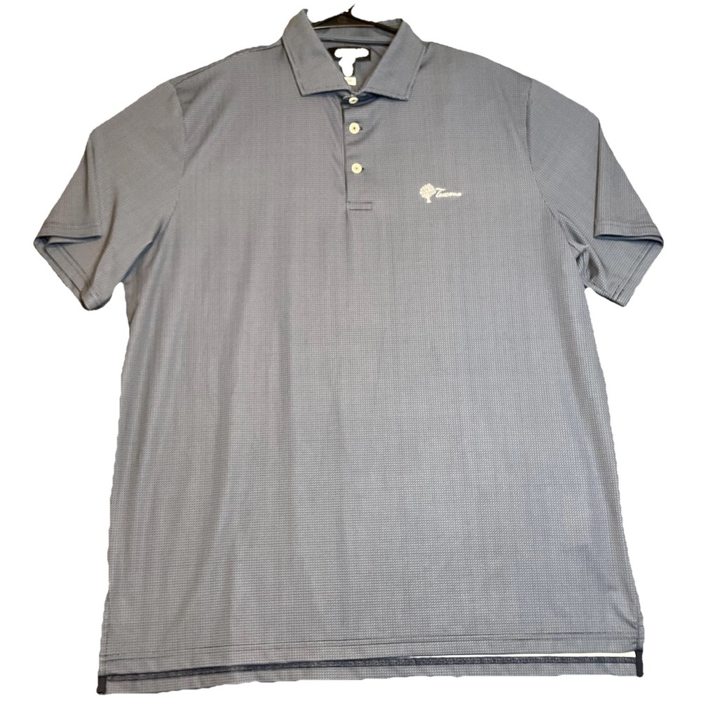 RLX Ralph Lauren Polo Shirt Mens L Blue White Geometric Performance Stretch Golf